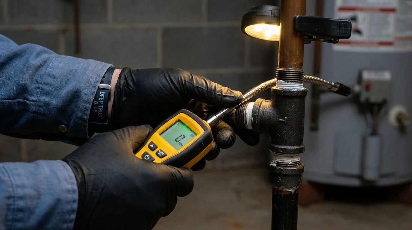 Gas leak detection with electronic sniffer by Johns Plumbing LLC in Sudbury