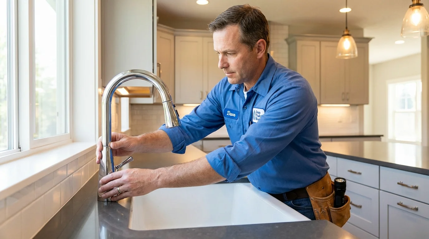 Kitchen faucet installation by Johns Plumbing LLC in Sudbury