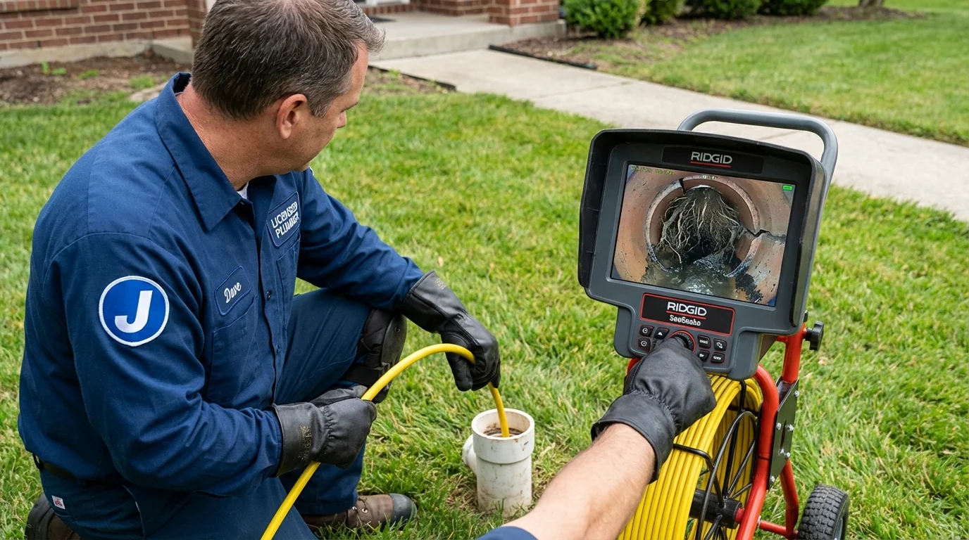 Sewer camera inspection being performed by Johns Plumbing LLC in Sudbury
